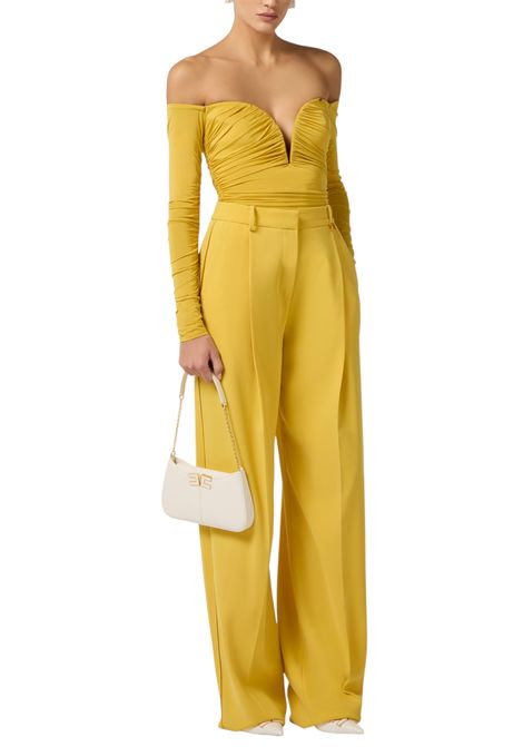 Lightweight crêpe jersey bodysuit with draping ELISABETTA FRANCHI | bodysuit | BO01561E2EV4